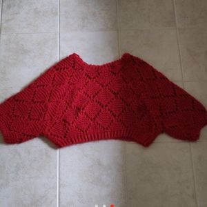 Red oversized knit sweater